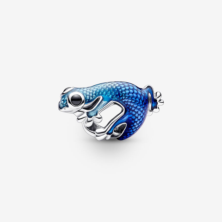 Metallic-Blaues Gecko Charm image number 0
