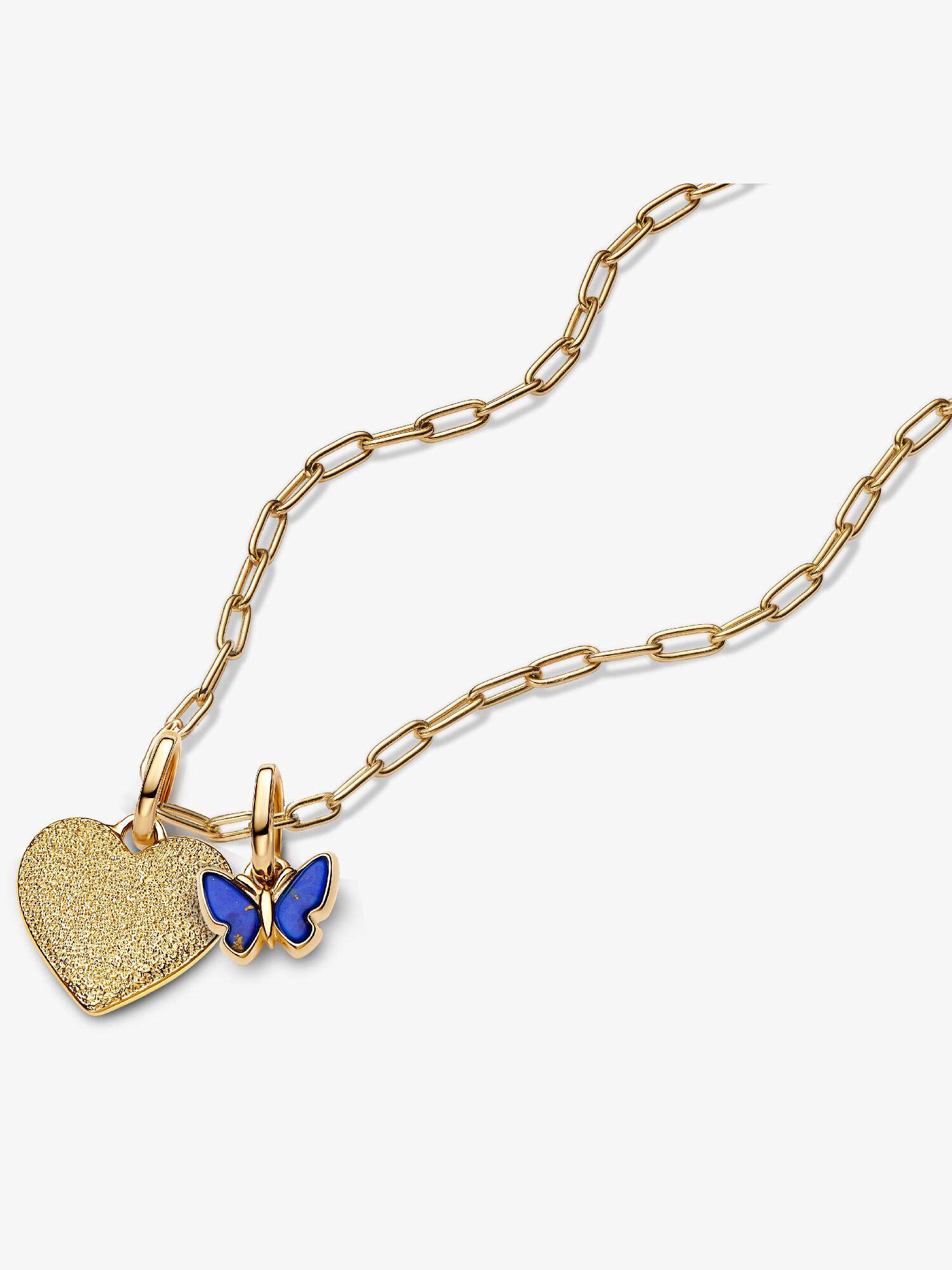 Gravierbarer Herz-Anhänger & Schmetterling Charm Halskettenset