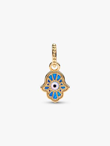 Schillernde Blaue Hand der Fatima Charm-Anhänger