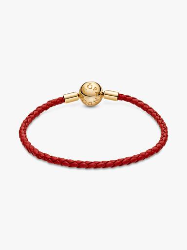 Pandora Moments rotes geflochtenes Lederarmband