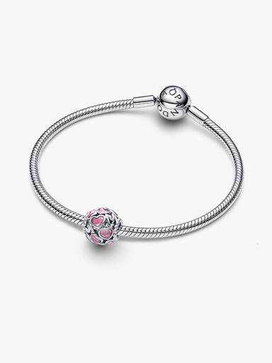 Rosa Offen gearbeitetes Herz Mom Charm