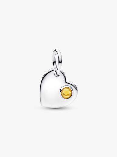 Gravierbares Herz Honiggelber Stein Charm-Anhänger