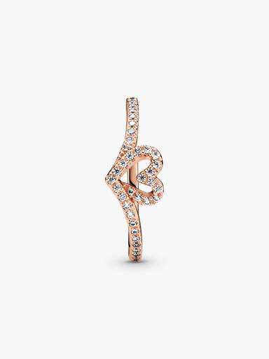 Funkelnder Wishbone Herz Ring