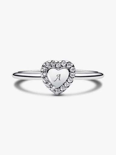 Gravierbarer Herz Strahlenkranz Ring