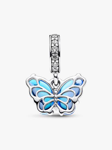 Blauer Murano-Glas Schmetterling Charm-Anhänger