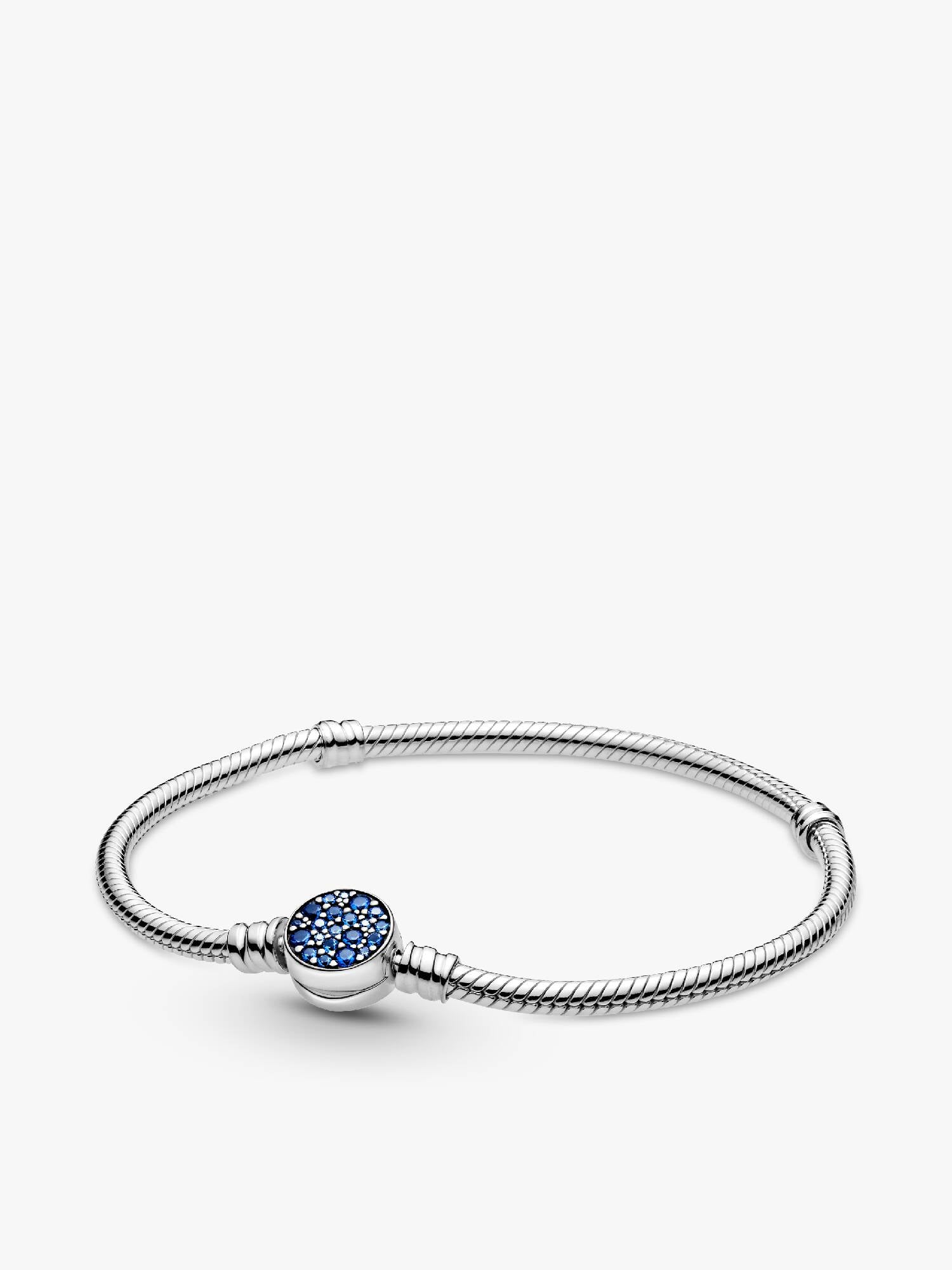 Pandora Moments Schlangen-Gliederarmband mit Funkelndem Blauem Scheibenverschluss