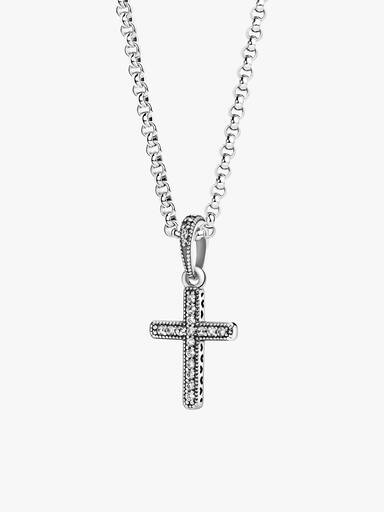 Rolokette mit funkelndem Kreuz Anhänger