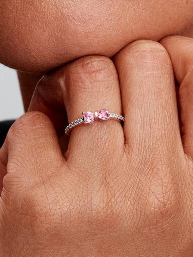 Funkelnde Rosafarbene Schleife Ring