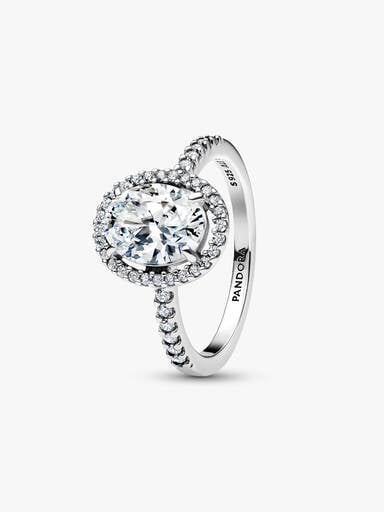 Ovaler Funkelnder Strahlenkranz Statement-Ring