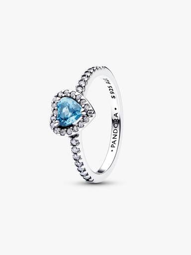 Erhabenes Hellblaues Herz Ring