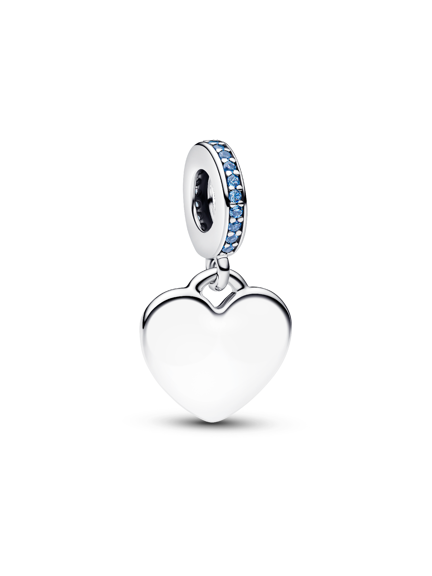 Gravierbares Herz Blauer Stein Charm-Anhänger