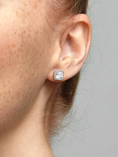 Quadratischer funkelnder Strahlenkranz Ohrstecker