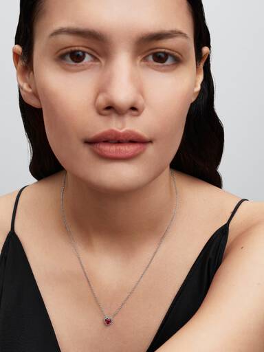 Erhabenes Rotes Herz Collier-Halskette