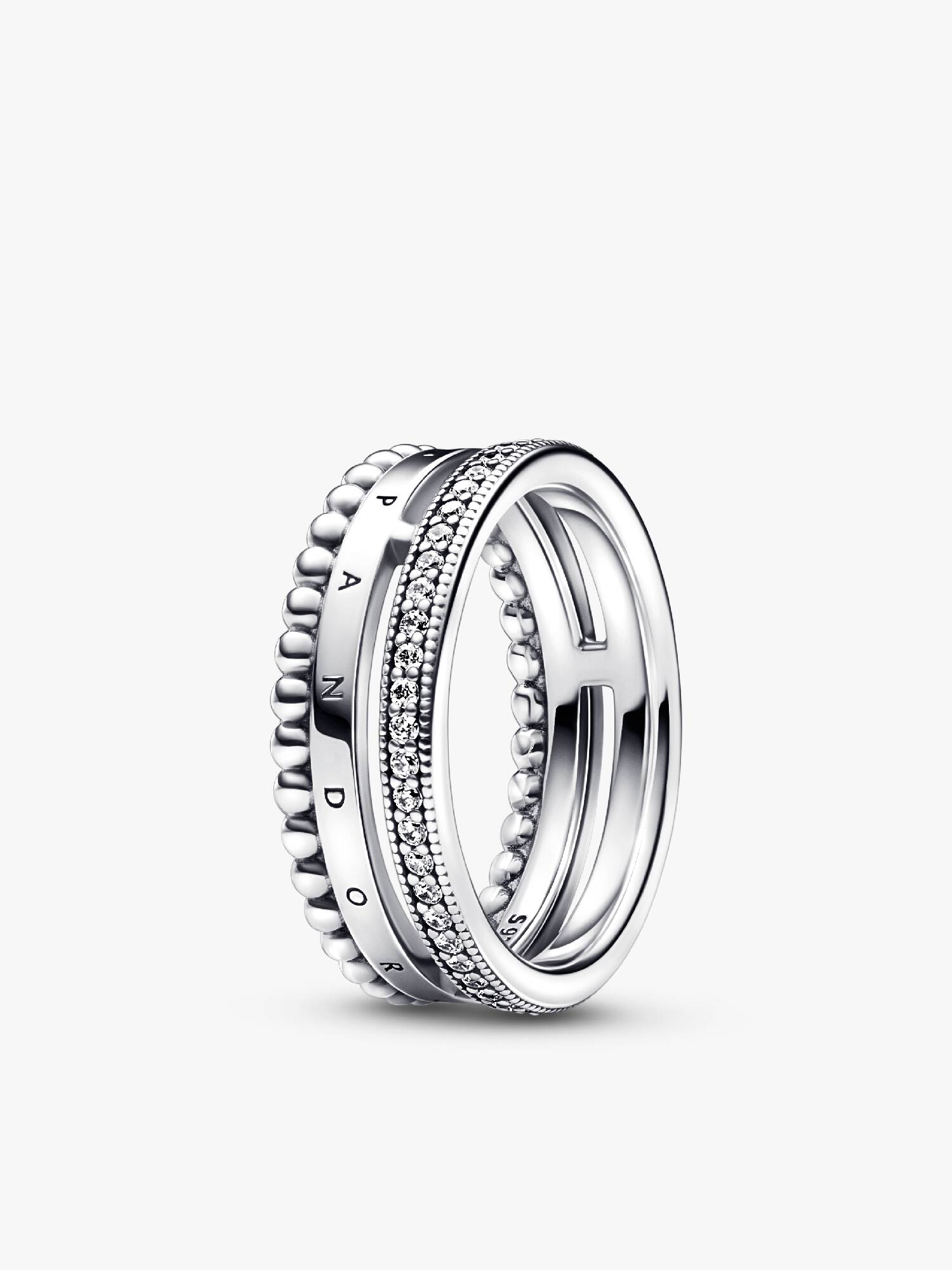 Pandora Signature Logo Pavé & Perlen Ring