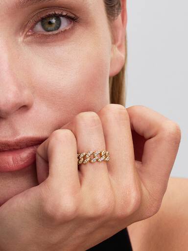 Pavé Cuban Ketten-Ring