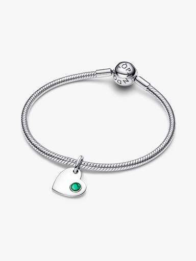 Mai Gravierbares Herz Grüner Stein Charm-Anhänger