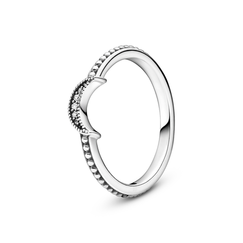 Mondsichel Metallperlen Ring
