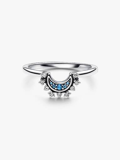 Himmlisch Funkelnder Blauer Mondring