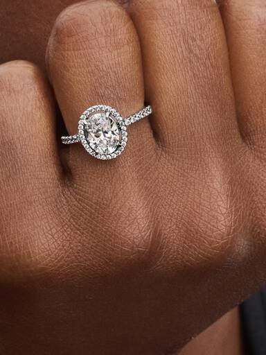 Ovaler Funkelnder Strahlenkranz Statement-Ring
