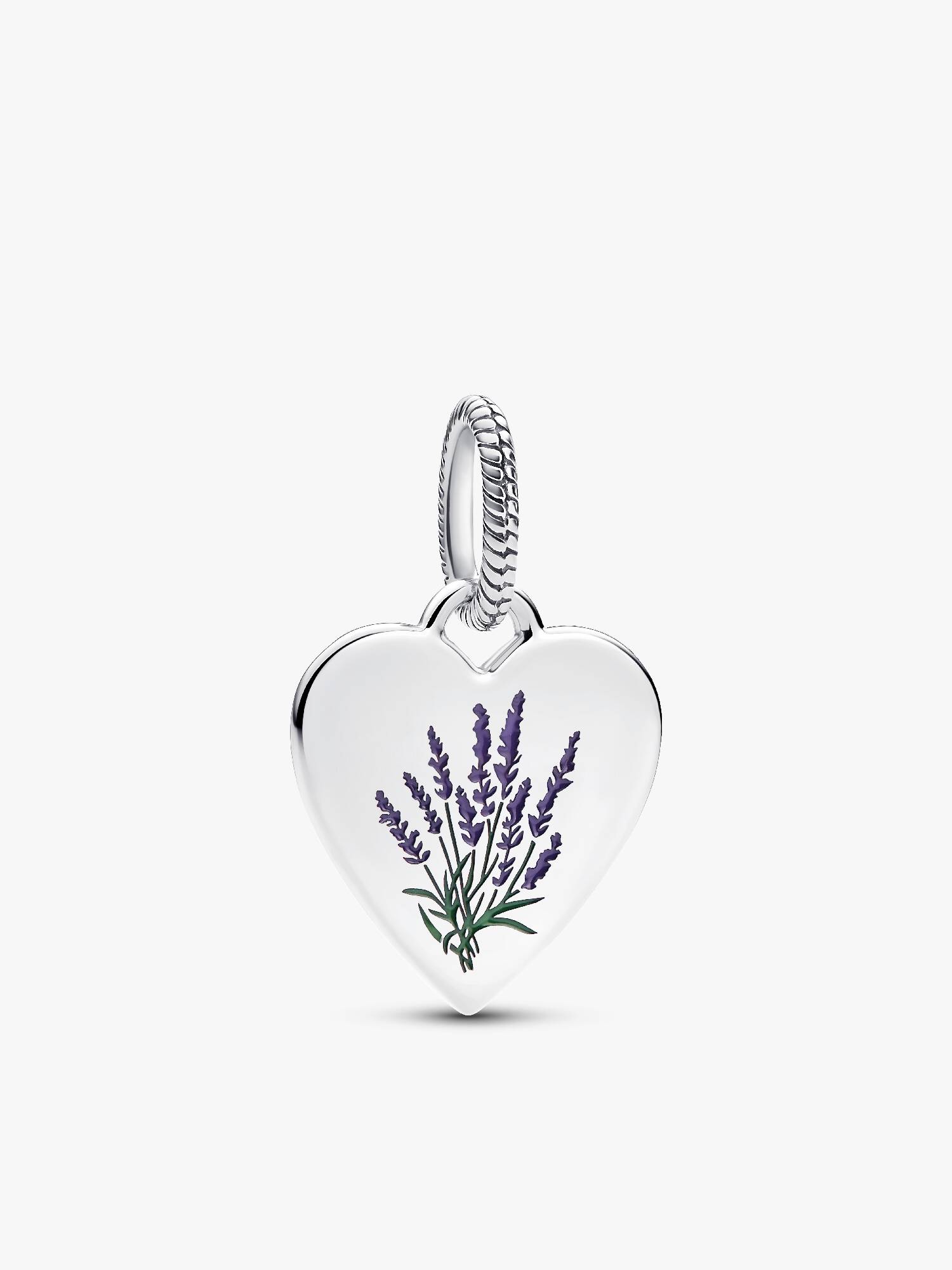 Gravierbarer Herz Charm-Anhänger mit Lavendel