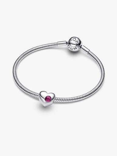 Gravierbares Echtroter Stein Herz-Charm