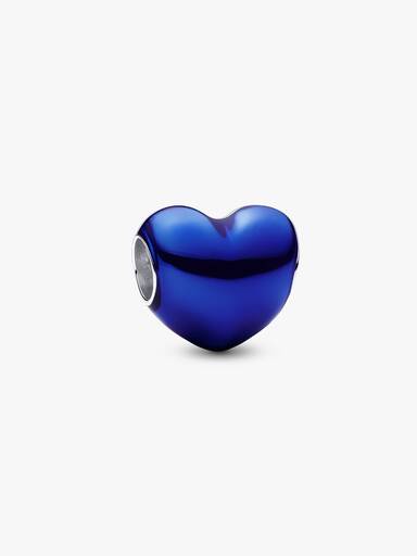 Blaues Metallic-Herz Charm