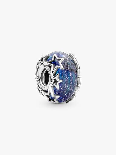 Galaxis Blau & Stern Murano-Glas Charm