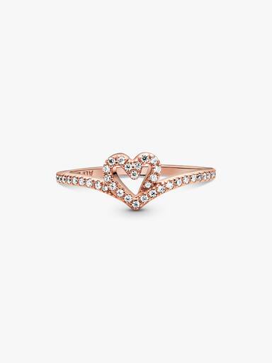 Funkelnder Wishbone Herz Ring