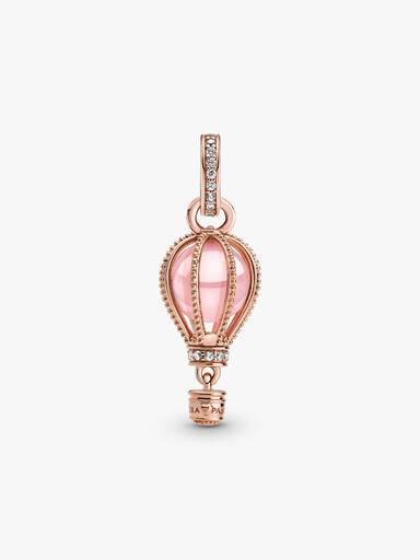 Funkelnder rosafarbener Heißluftballon Charm-Anhänger