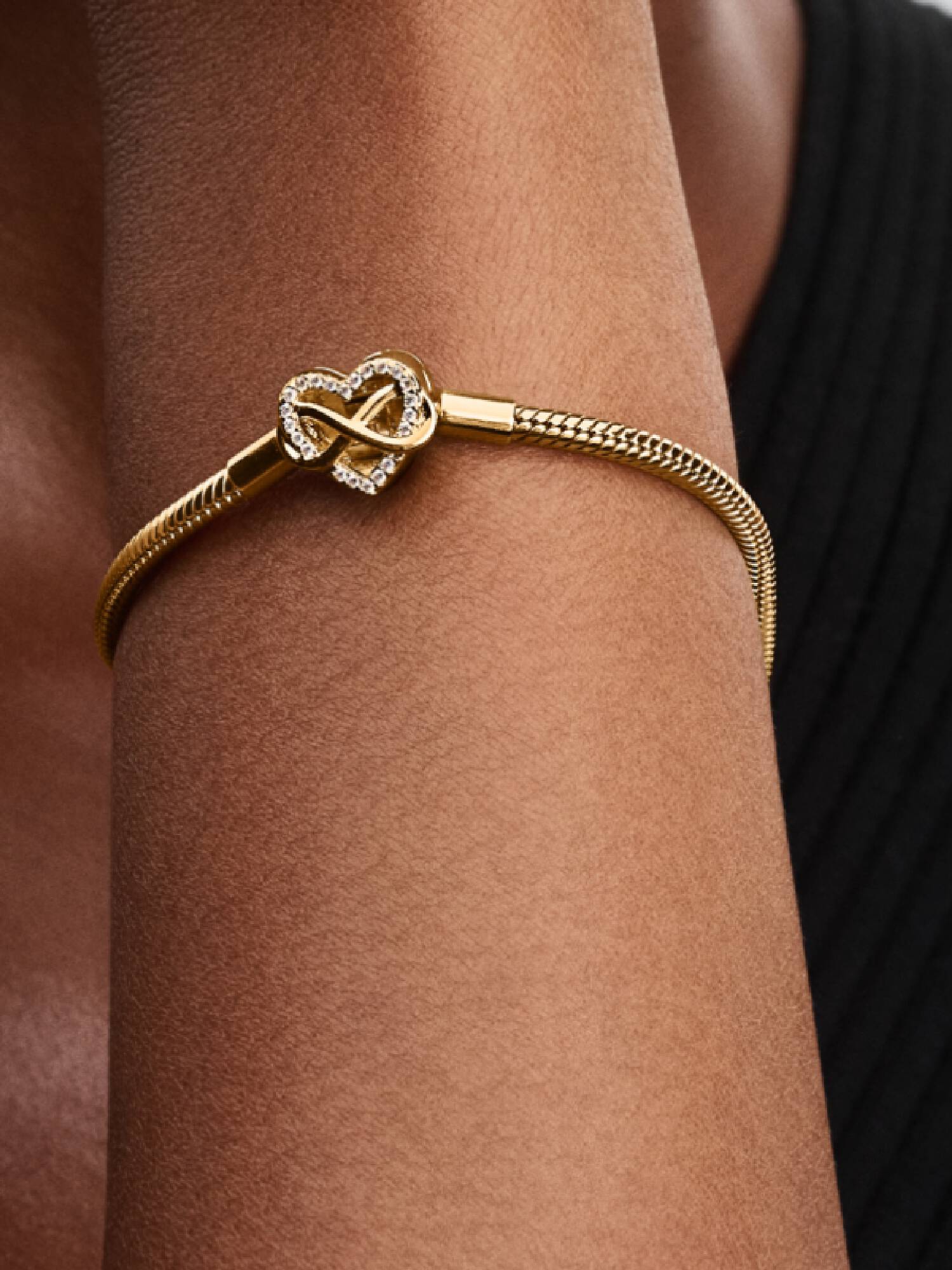 Schlangen-Gliederarmband mit Funklendem Unendlichkeits-Herzverschluss