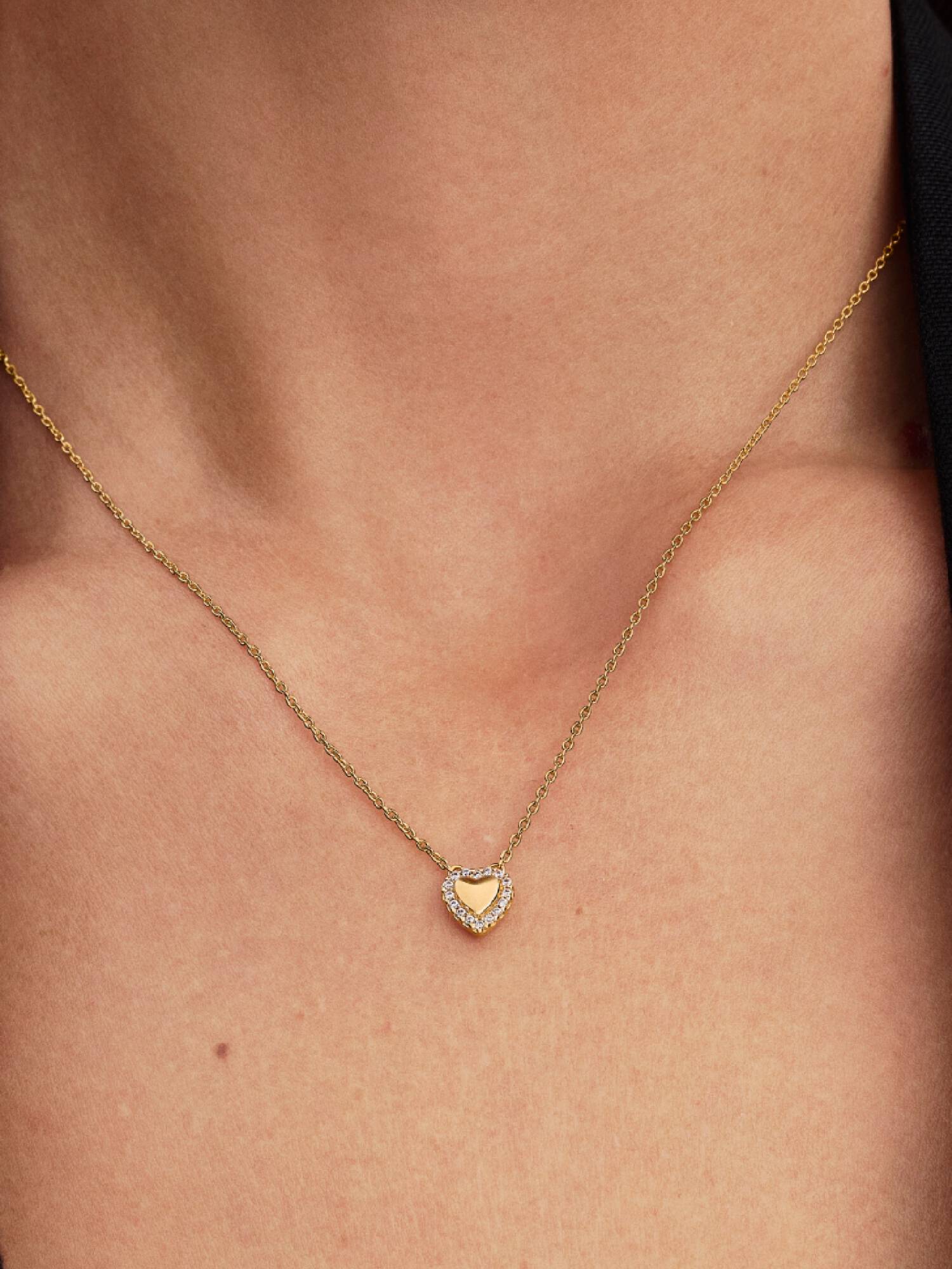 Gravierbares Herz Strahlenkranz Collier-Halskette