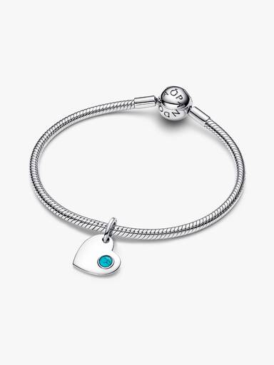 Gravierbares Herz Türkisblauer Stein Charm-Anhänger