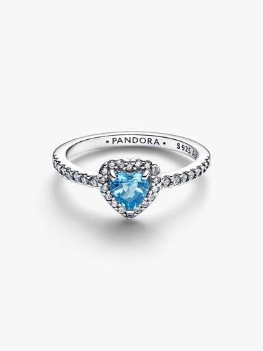 Erhabenes Hellblaues Herz Ring