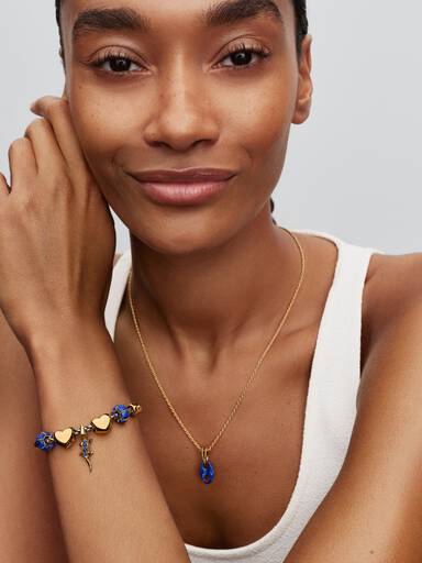 Blaue Kordel Kastenkette Armband