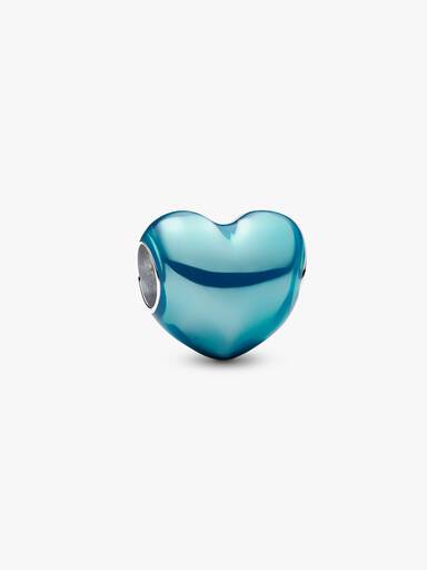 Himmelblaues Metallic-Herz Charm
