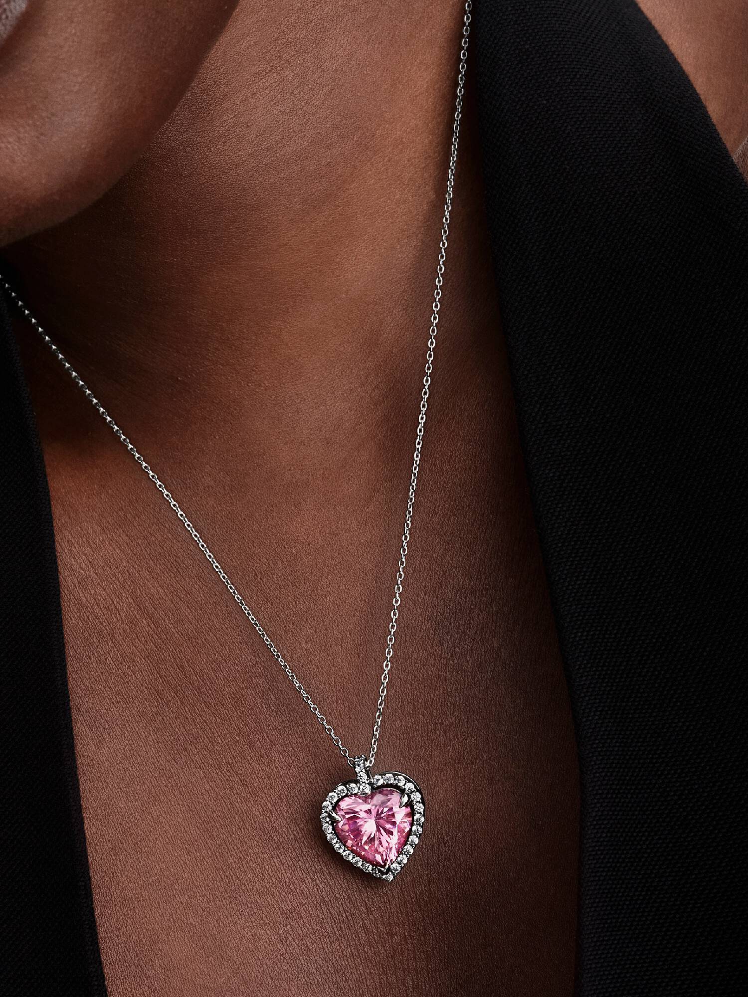 Rosafarbener Strahlenkranz Herz Collier-Halskette