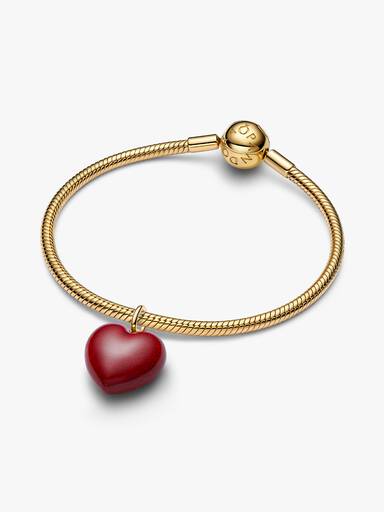 Rotes Rundliches Herz Charm-Anhänger
