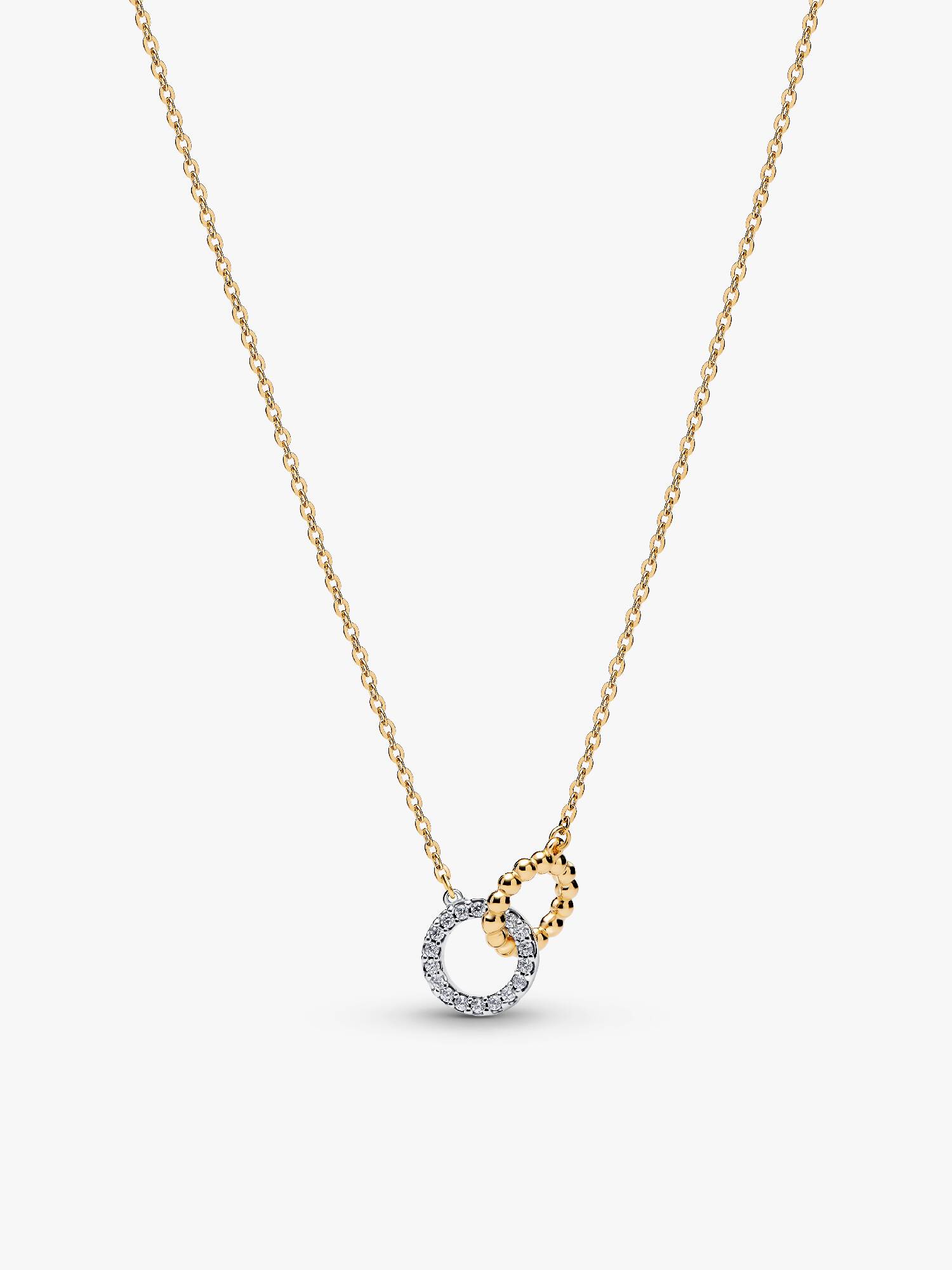 Verschlungene Kreise Halskette mit Kugeln und Pavé