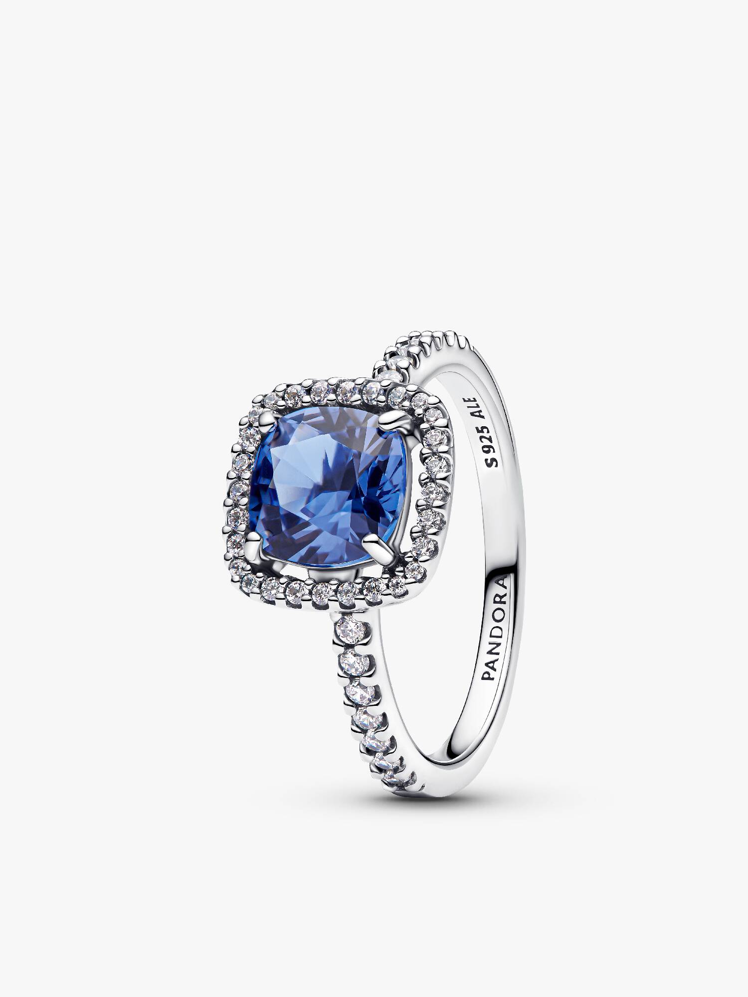Funkelnder Eckiger Blauer Strahlenkranz Statement-Ring