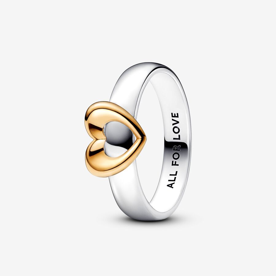 Strahlender Bicolor Ring mit verschiebbarem Herz image number 0