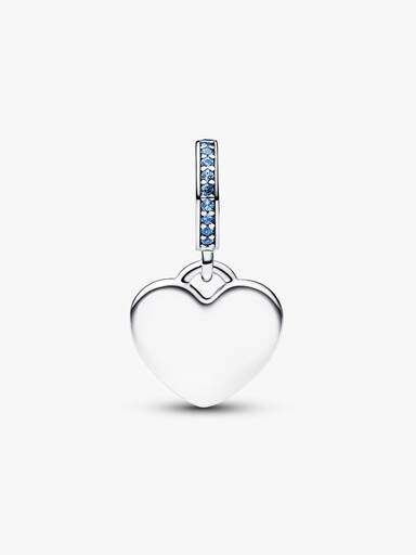 Gravierbares Herz Blauer Stein Charm-Anhänger