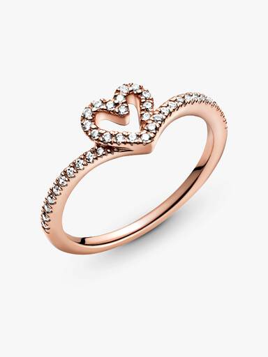 Funkelnder Wishbone Herz Ring