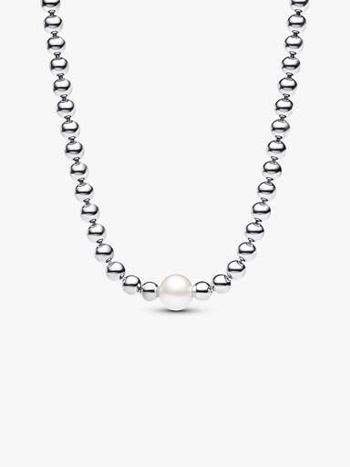 Behandelte Süßwasserzuchtperle & Kugeln Collier-Halskette