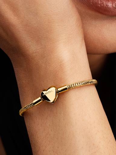 Facettiertes Schlangen-Gliederarmband mit Herzverschluss