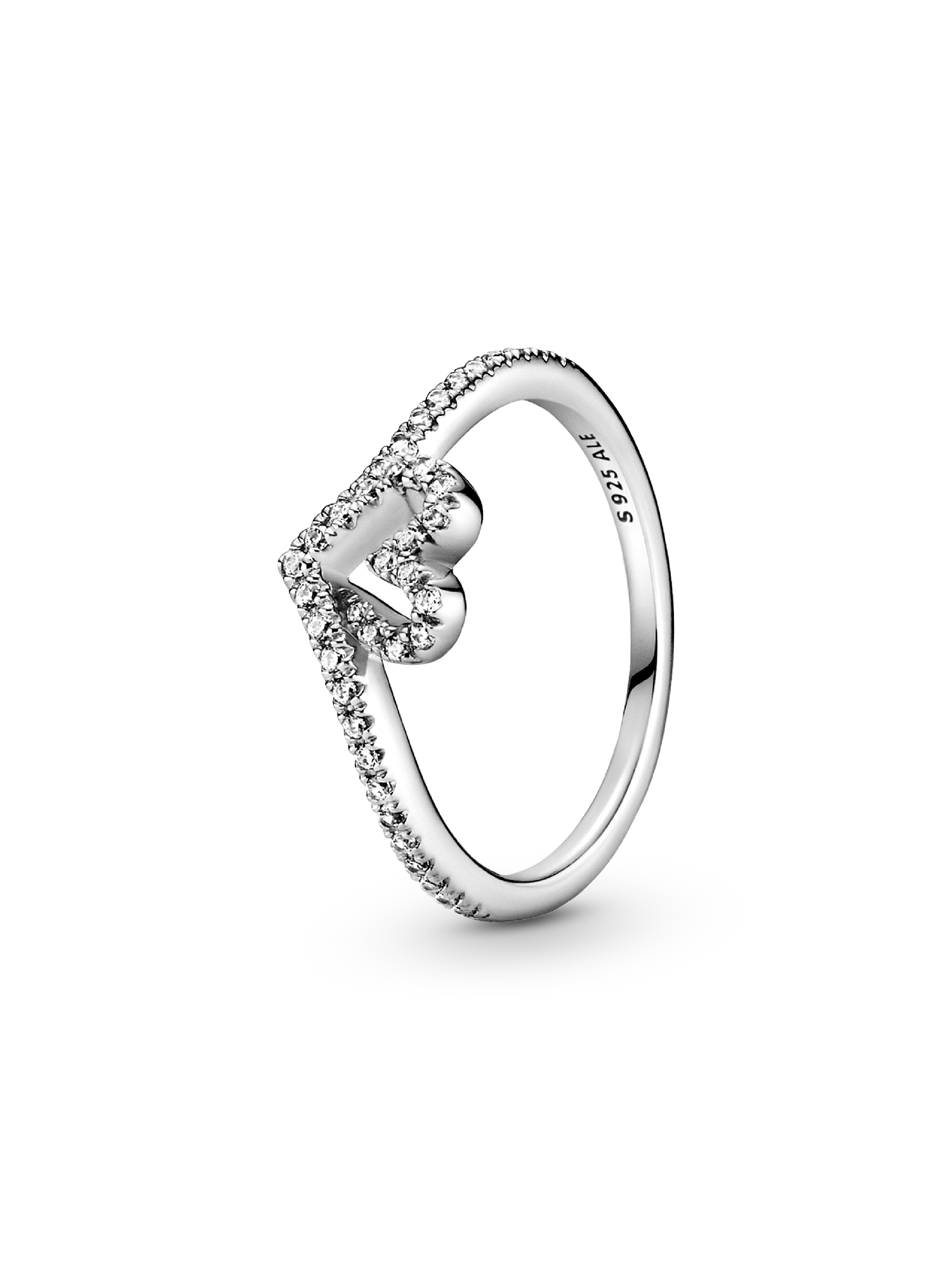 Funkelnder Wishbone Herz Ring