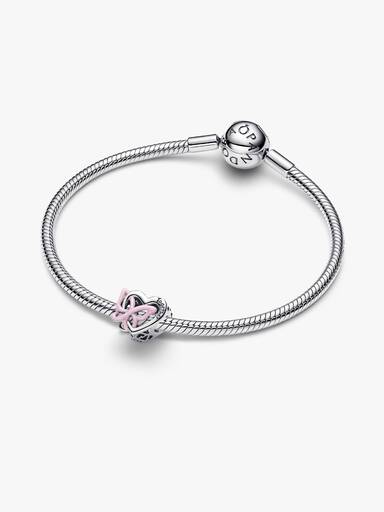 Verschlungenes Herz und Schmetterling Charm