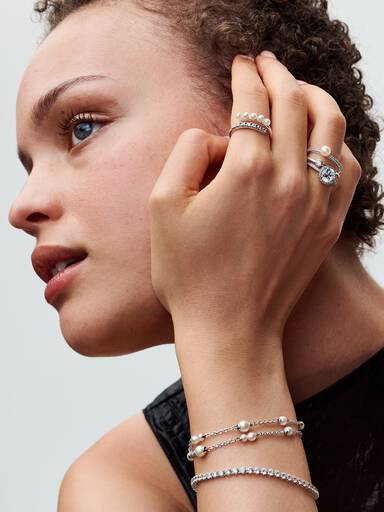 Behandelte Süßwasserzuchtperlen & Pavé Offener Ring