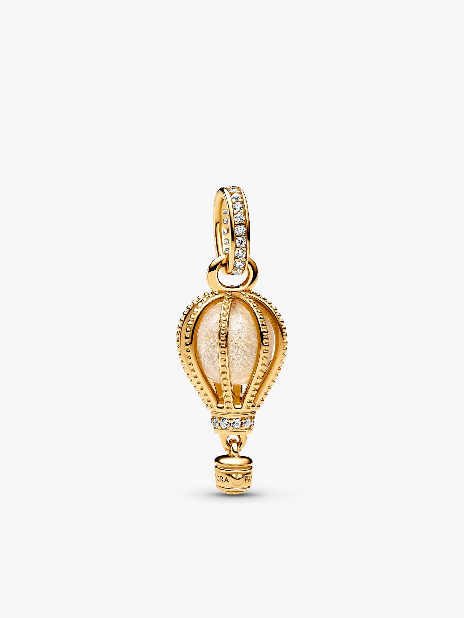 Funkelnder Klarer Heißluftballon Charm-Anhänger