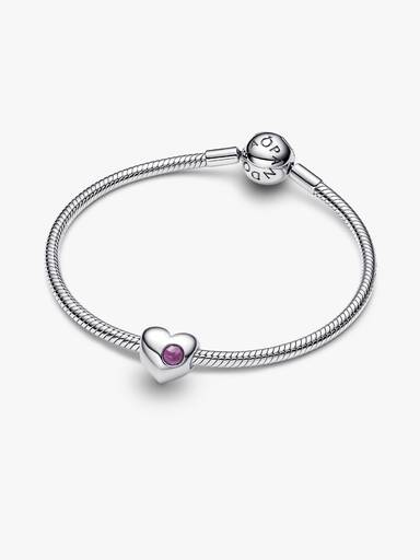 Gravierbares Lilafarbenes Stein Herz-Charm
