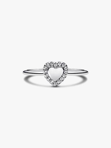 Gravierbarer Herz Strahlenkranz Ring